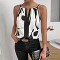 summer   round neck camisole printed sleeveless women's tank top t-shirt retro print