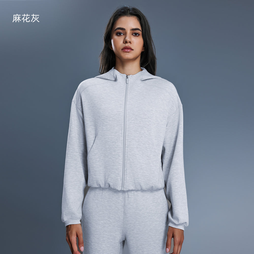 Hooded zip-up cardigan women's autumn/winter new arrival loose casual sweatshirt running fitness activewear top daw166