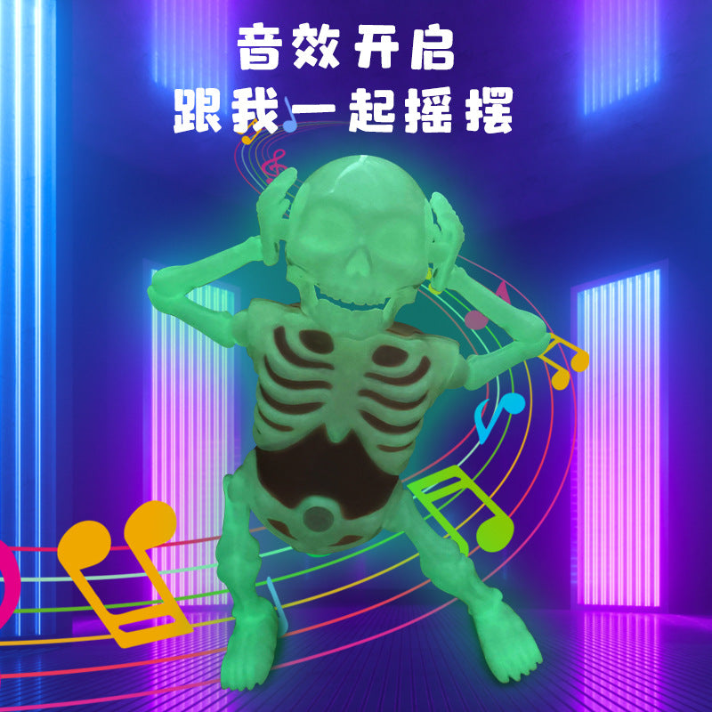hot-selling dancing skull sensor night light funny boy kids lighting sound effects halloween prank toy