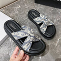 Platform sandals and thick-soled sandals for women, summer new arrivals, european and american style, retro floral print, trendy one-strap sandals for women