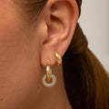 14k gold plated convertible chunky huggie earrings for women | full diamond zircon thick hoop earrings