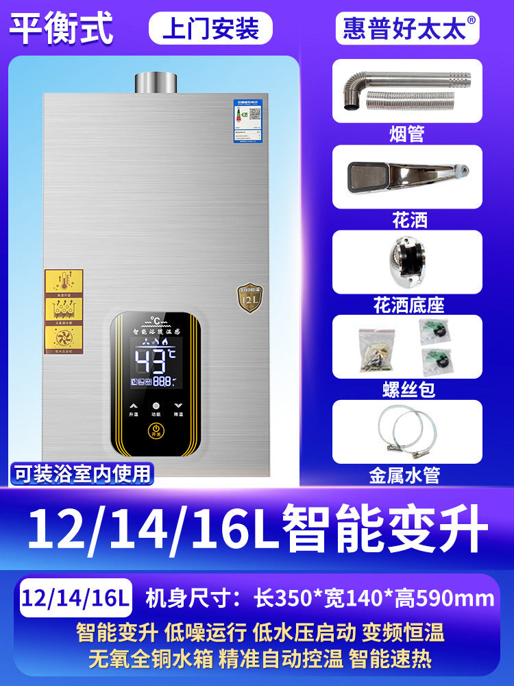 Wholesale natural gas gas water heater for home thermostatic forced exhaust liquefied gas coal gas balanced 16l zero cold water