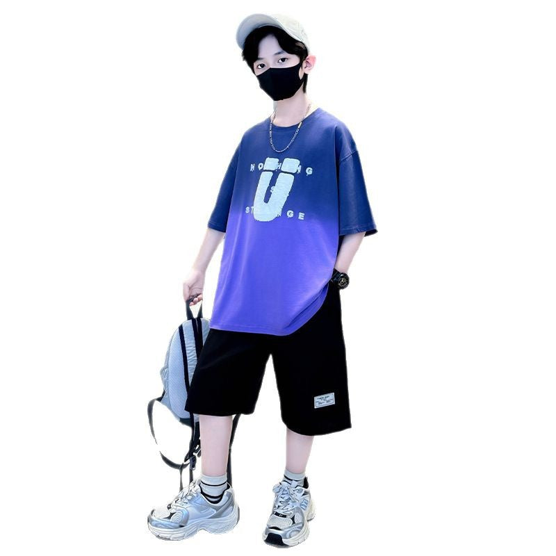 Boys' summer outfit set: new  styles for mid-to-large children - lightweight, short-sleeved, stylish summer clothes for boys, perfect for making a statement