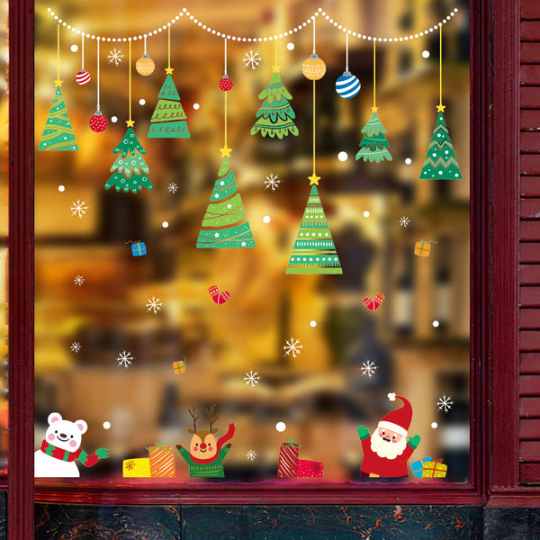 New Christmas New Decorative Stickers Shop Window Glass Door Removable Dress Static Stickers Christmas Tree Paintings