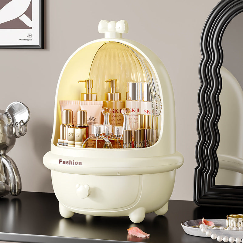 Cosmetics storage box, plastic dustproof desktop, simple and large-capacity dresser, lipstick, skin care products, finishing shelves