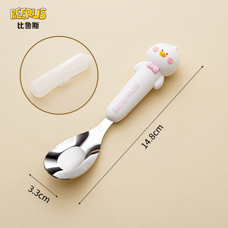 Heart-shaped ceramic stainless steel fork and spoon set - high-temperature underglaze decoration - wedding & celebration dinnerware - wholesale