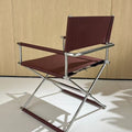 Vasily chair - vintage-inspired designer white stainless steel saddle leather folding leisure sofa chair/dining chair