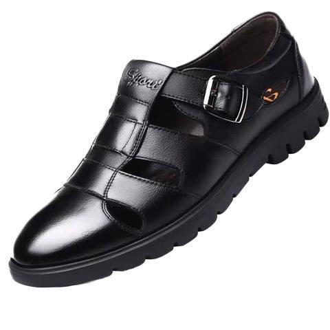 Clearance sale: authentic leather shoes for men - summer collection. business casual leather sandals with cutout design. perfect for middle-aged and elderly men, ideal for dad