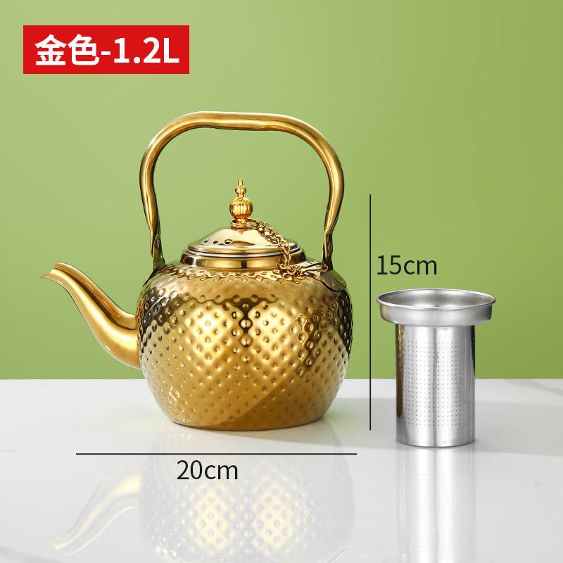Bobo kettle cross-border hammered stainless steel old-fashioned teapot middle eastern spherical water kettle handle with filter restaurant for home