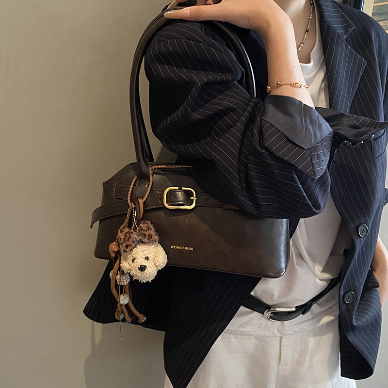 Korean style niche versatile shell bag for women - autumn 2025 retro work commute shoulder bag - high-end handbag