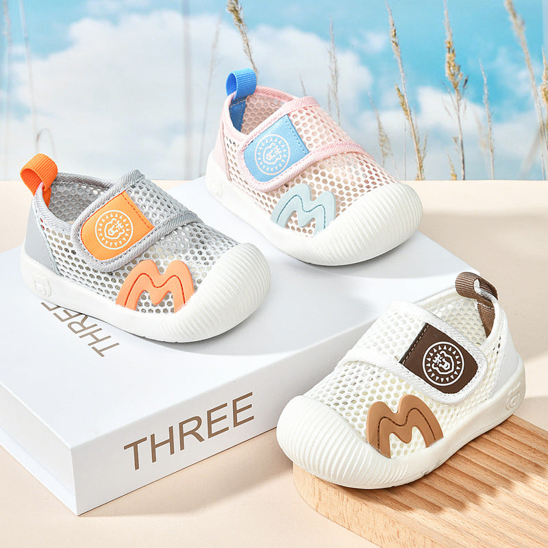 Baby sandals for boys, summer first walker shoes, 0-1-2 years old infant anti-slip soft sole mesh shoes for babies and toddlers, baby girl shoes
