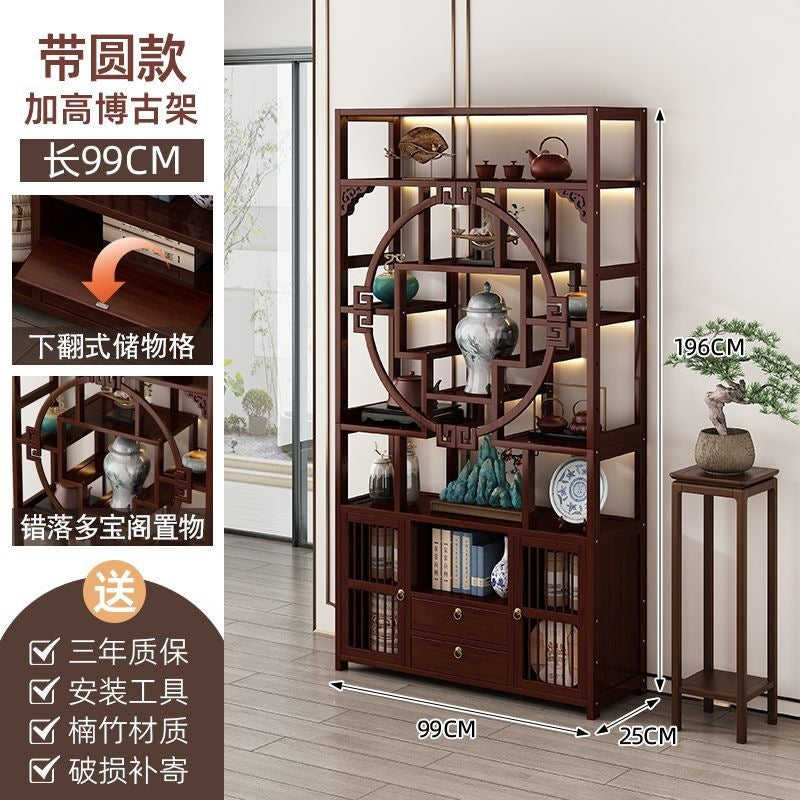 Chinoiserie bogu rack tea set storage rack living room tea display rack duobao pavilion for home tea cabinet purple clay pot display rack