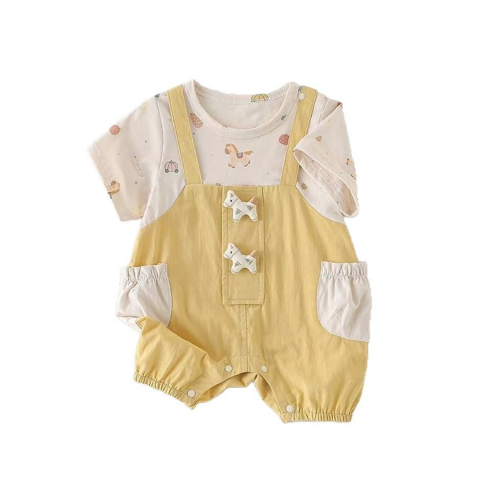 Summer romper infant baby bodysuit cool comfortable thin breathable short sleeve onesie cartoon style