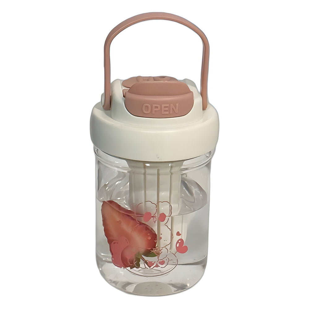 High-style plastic water bottle with handle, portable sports water bottle, sippy cup, dual-drink cup