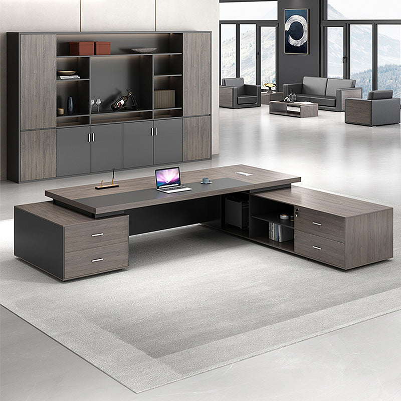 Saint li boss desk and chair set - executive office desk combination - manager's desk - supervisor's desk - single person office desk