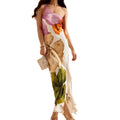 european and american style women's summer dress - ins casual vacation loose fit placement print dress