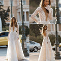 cross-border e-commerce women's wedding dress  sexy lace long sleeve vacation dress evening party gown spring