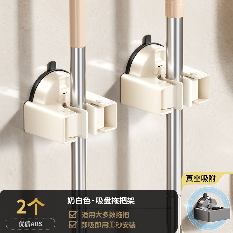 Powerful suction cup, mop clip, hook, wall hanging, no punching, household bathroom, bathroom wall, mop, broom, storage rack