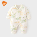 Babibele quilted jumpsuit thin cotton boneless khaki fall and winterpure cotton newborn 40g butterfly suit baby crawling suit