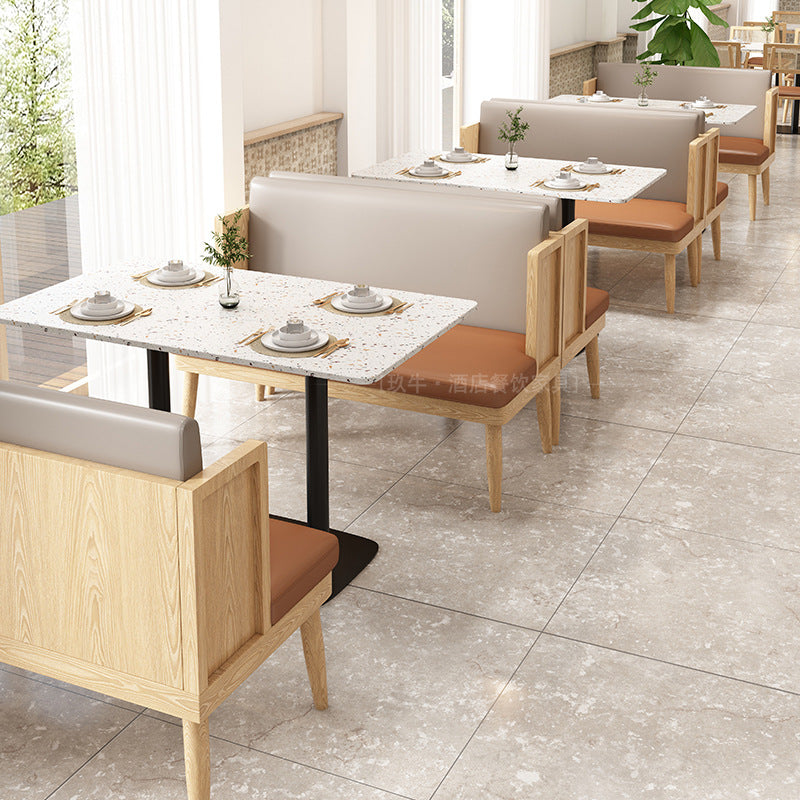 Customized theme Western restaurant Wall booth Sofa Cafe Clear bar Solid wood rattan tables and chairs Hotel catering furniture