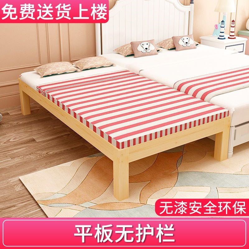 Solid wood baby crib bed with wide guardrail, single bed for boys and girls, side bed, children's splicing large bed