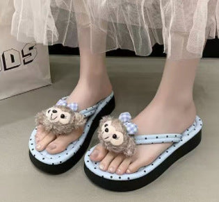 Thick soleoutwear new product cartoon mige mouse flip-flops women's summernew arrivalcute heightening flip-flops beach sandals