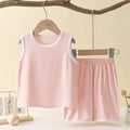 Kids' tank top set - lightweight modal loungewear for boys - sleeveless air conditioning suit - baby ice silk pajamas - summer boys' outfit