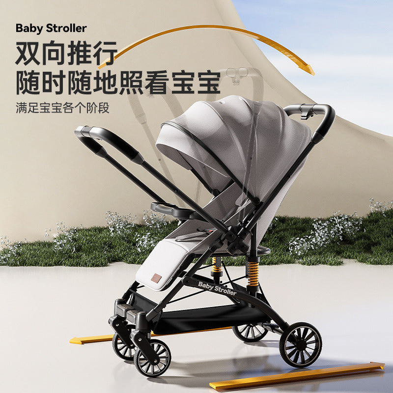 High-view two-way stroller, 0-3 years, convertible pushchair, lightweight & foldable, baby walking assistant