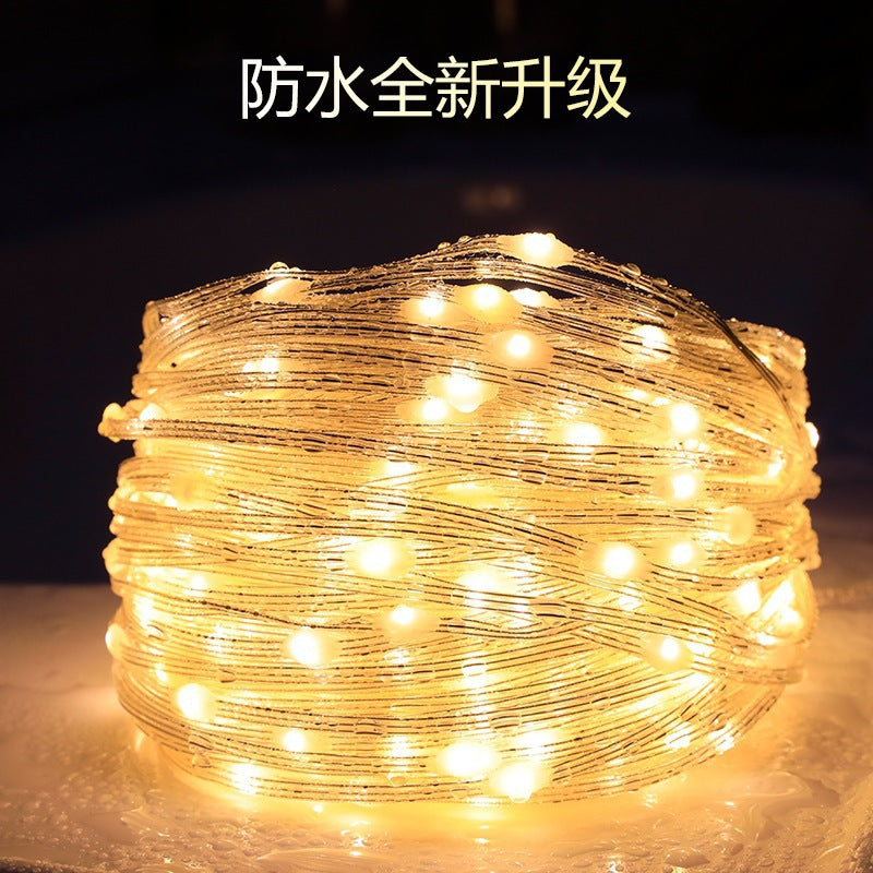 LED solar leather line light outdoor waterproof lantern Christmas garden decoration light holiday light string lighting engineering light