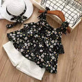 Girls' chiffon set - new  summer collection - kids' floral cami top and shorts two-piece outfit - direct from the manufacturer