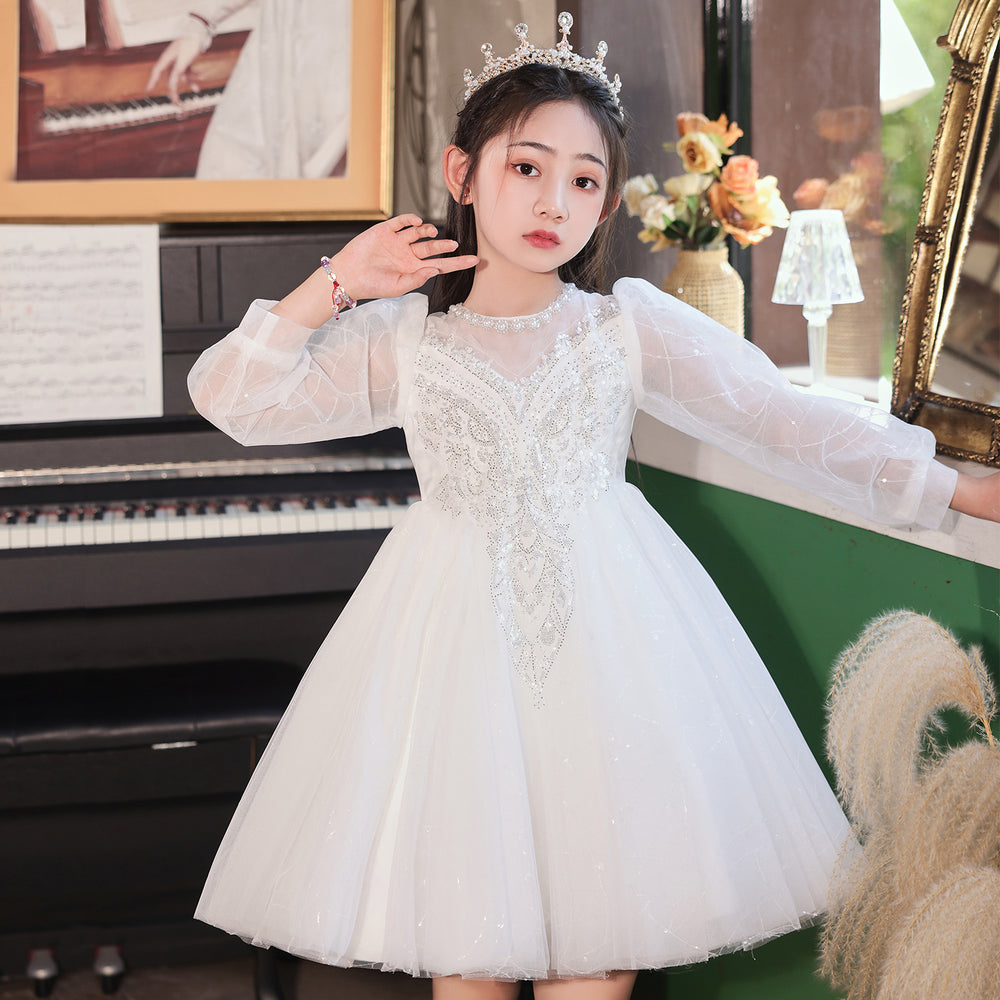 Girls' dresses wedding dresses piano performance flower girl dresses hostess dresses little girls' princess birthday performance outfits new