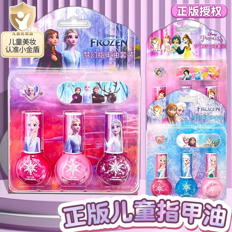 Sanrio frozen nail art stickers makeup toys - eco-friendly, harmless, quick-drying, peel-off kids' nail polish set