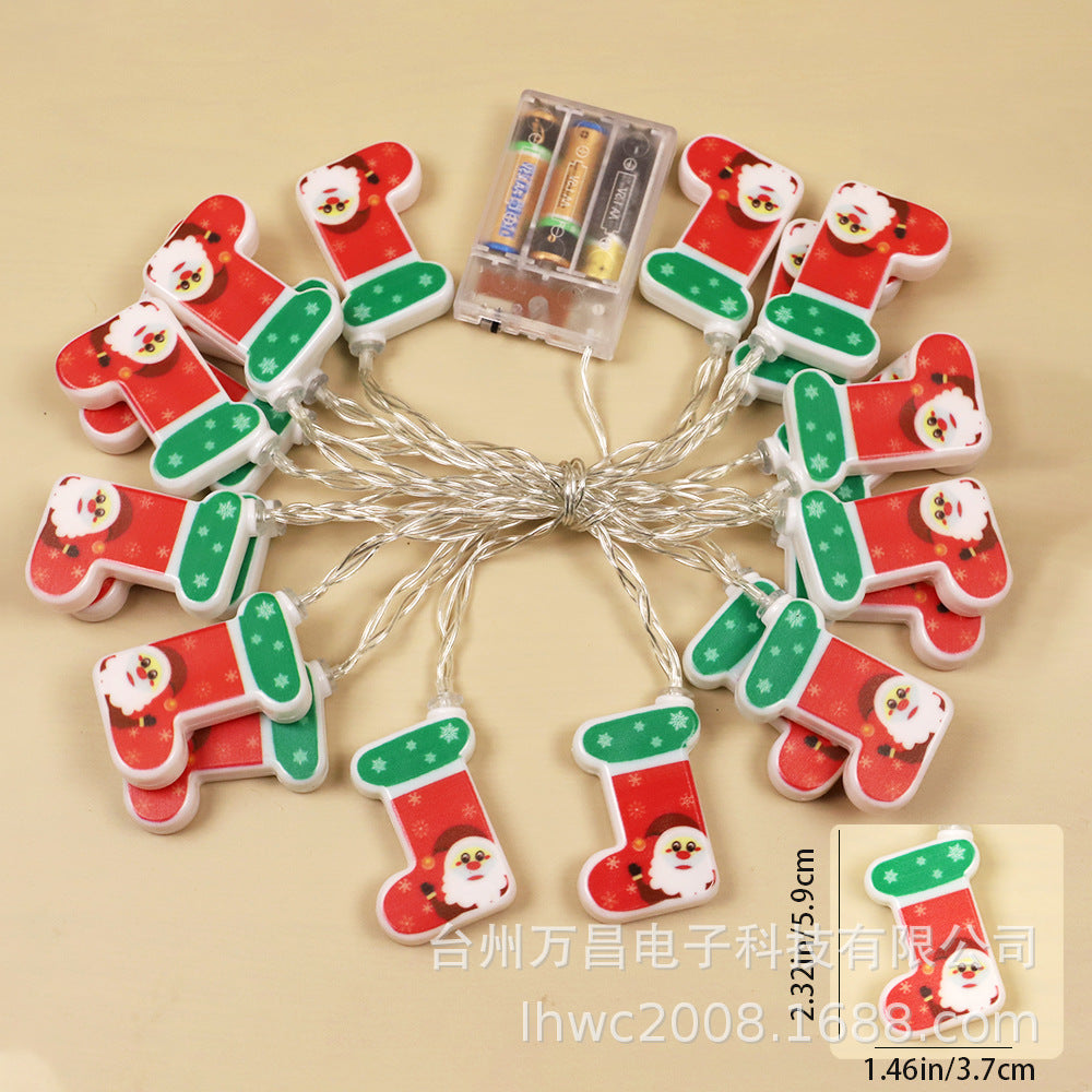 Cross-border LED Christmas stockings light string Creative Christmas decorative light string LED Christmas decoration flash light string