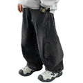 Boys' jeans spring pants medium and large children's autumn straight-leg pants kidsren's wide-leg pants scimitar pants thickened