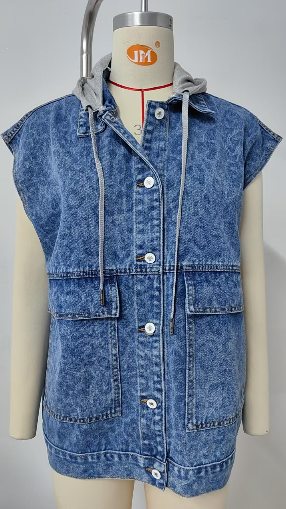 Fashion cross-border women's clothing   washed denim new arrivalloose leopard print printed vest vest tops