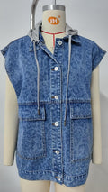 Fashion cross-border women's clothing   washed denim new arrivalloose leopard print printed vest vest tops