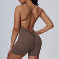 European and american sexy backless bodysuit yoga suit women's elastic tight sports running yoga jumpsuit customization