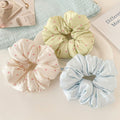 Cream satin scrunchie hair tie - soft, padded, polka dot pillow hair band - sleep hair tie - elastic hair rope