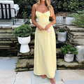 cross-border e-commerce women's fashion: european and american summer new arrivals - elegant and chic tie-waist a-line solid color midi dress