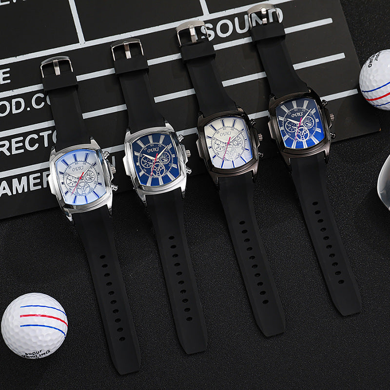 New barrel-shaped blue light glass large dial men's watch trendy quartz watch men's wristwatch factory wholesale
