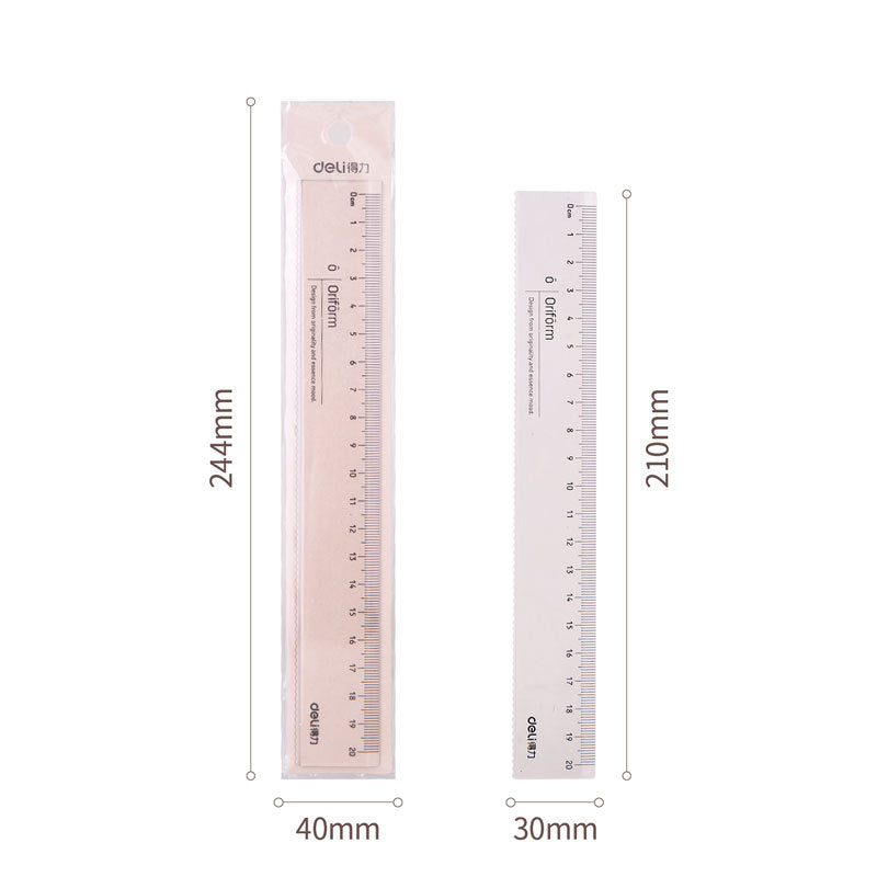 Deli 79752 ruler plastic transparent student transparent ruler drawing ruler 20cm with wavy line