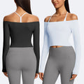 Amazon cross-border new long-sleeve sports t-shirt, one-shoulder fitness top, running pilates sexy yoga wear