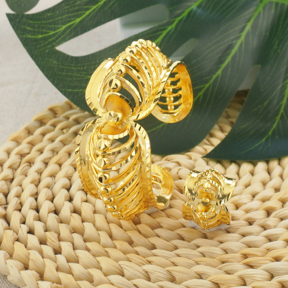 middle eastern women's luxury wedding bracelet and ring set - floral wedding bridal gift jewelry set