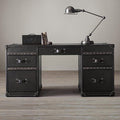 Industrial style office desk and chair combination american retro metal table creative aluminum leather studio office boss table aluminum leather