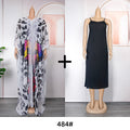 African women's plus size printed holiday beach dress loose sun protection robe  chiffon dress two-piece set