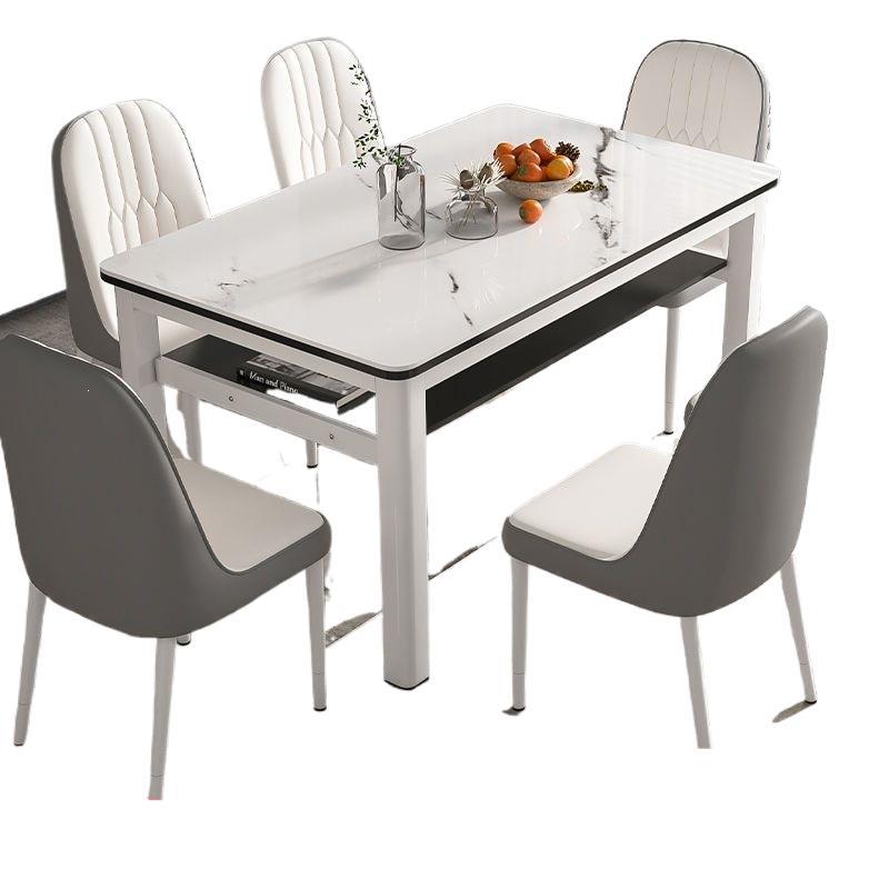 Modern tempered glass double-layer dining table and chair set - perfect for small spaces, home use, rental properties, and dining areas