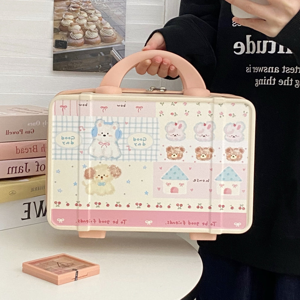 Mini luggage box pastoral style cosmetics storage travel satchel box portable storage box outing storage cosmetic bag