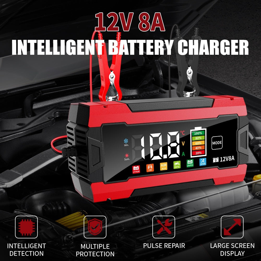 12v8a car battery charger 12v charger motorcycle battery charger lithium iron phosphate charger