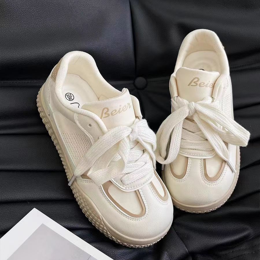 Retro niche German training women's 2024 summer new little white shoes student versatile breathable casual muffin baseplate shoes