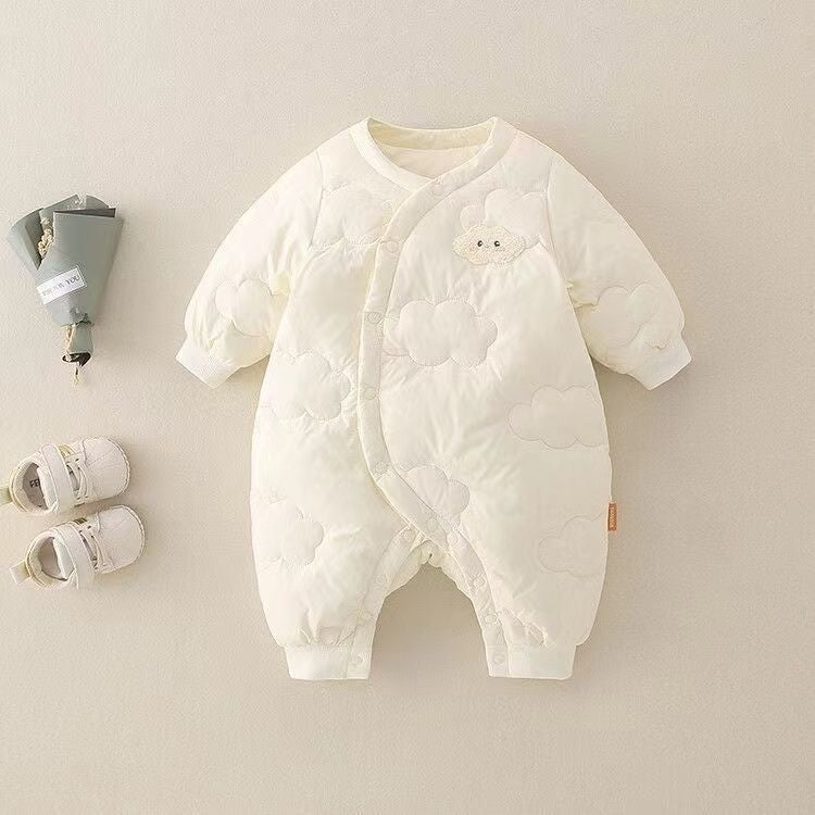 Newborn autumn/winter new arrival: minimalist lightweight cotton-padded romper - winter baby onesie for outdoor crawling, cute winter outfit